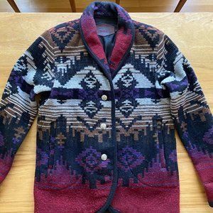 Vintage Woolrich Wool Southwest Shawl Collar Sweater Womens Medium
